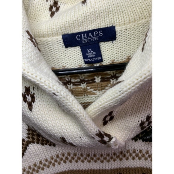 Chaps Sweater Womens XL Pullover 100% Cotton Shawl Collar Vintage Ski Holiday - Picture 2 of 4